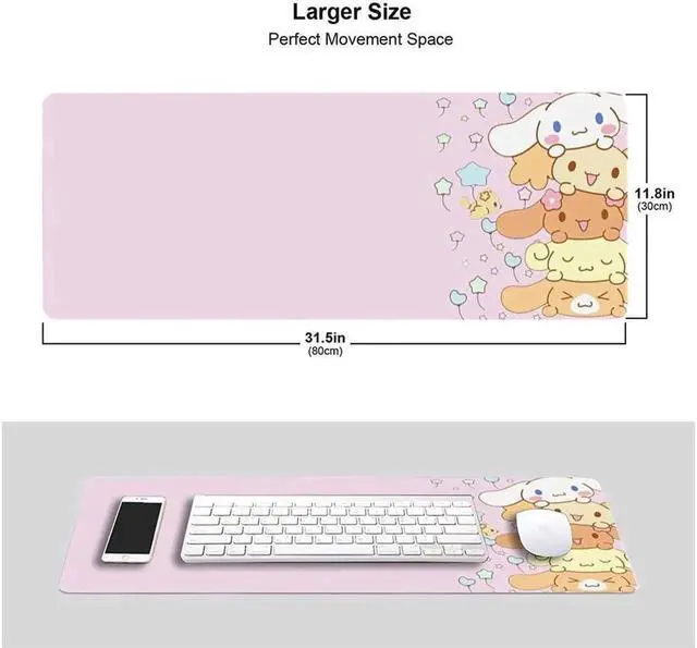 Alt view image 5 of 6 - Vszerda Kawaii Large Pink Mouse Pads with Design Novelty Anime Keyboard Pad Non-Slip Extended Full Desk Cute Keyboard Mat Waterproof XXL Mousepad for Girl Gift Notebook Office Pad Computer 15.7x31.5In
