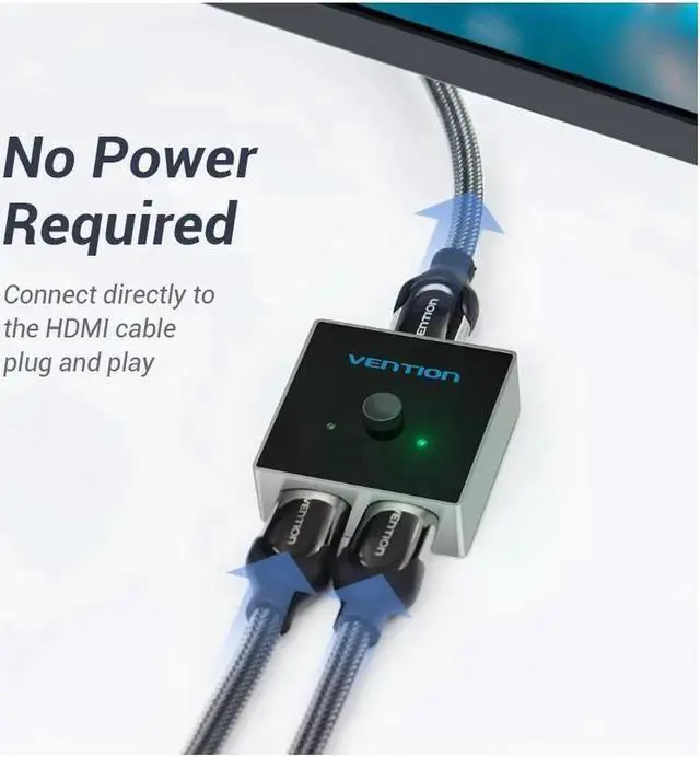 Alt view image 6 of 6 - Vszerda HDMI Switch,Bi-Direction 2×1/1×2 HDMI Splitter 2 Ports HDMI Hub Support 4K@60Hz for HDTV,Blu-Ray Player,Xbox ,PS3 ,PS4