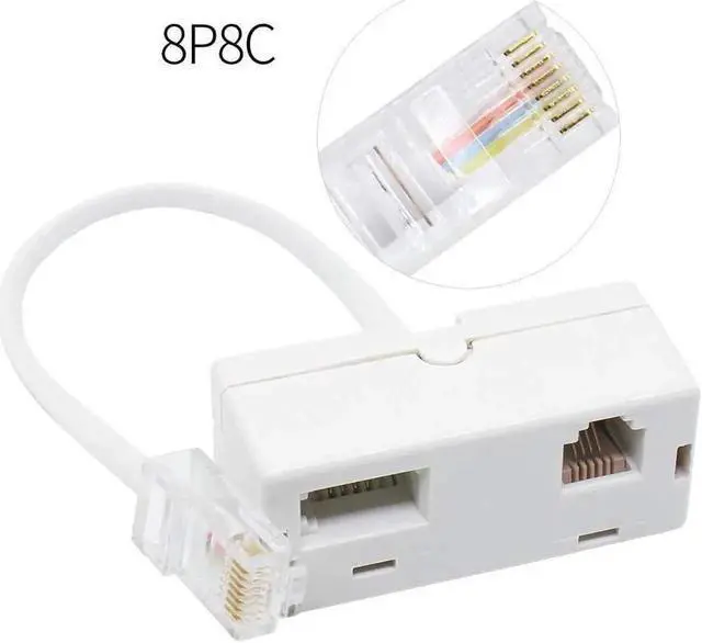 Alt view image 6 of 6 - Vszerda 2 PACK RJ45 to BT RJ11 Secondary Telephone Splitter 2 Way Female to Male Adapter Converter Line Cables Telephone Plug Socket Connector Ethernet For Landline