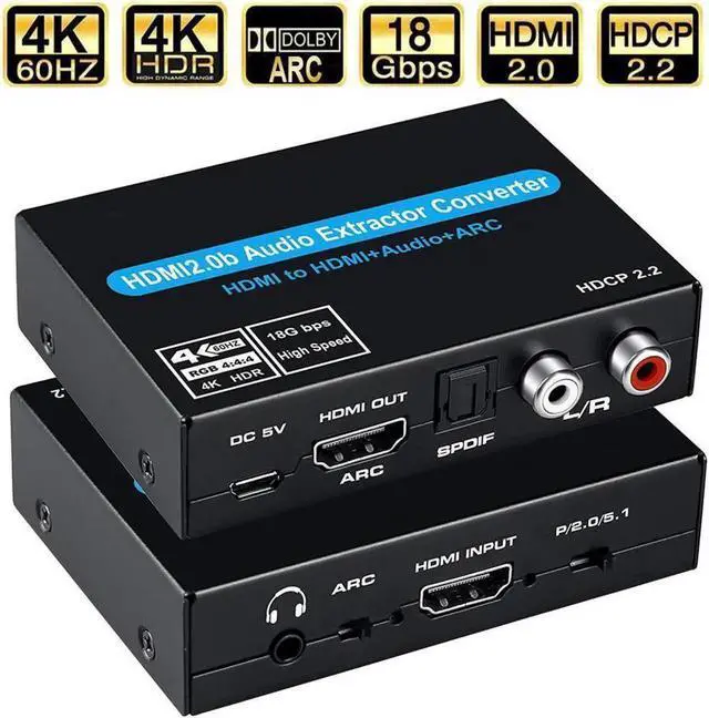 Main image of Vszerda 4K/60Hz HDMI Audio Converter 4KHDMI to HDMI+Optical SPDIF/Toslink RCA L/R+3.5mm Audio Jack Audio Extractor-HD Digital to Analog Converter HDMI Video Adapter for Blu-ray DVD Player Sky HD