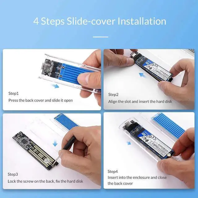 Alt view image 7 of 7 - Vszerda M.2 SSD Enclosure for M.2 NVMe SSD,M.2 NVME to USB3.1 Type-C GEN2 10GBPS Enclosure M.2 NVME SSD Adapter M Key Portable Enclosure for Intel 660p/Samsung 970 EVO/Samsung970 Pro NVME SSD-Blue