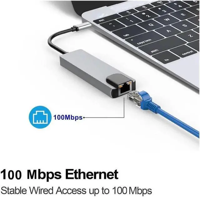 Alt view image 6 of 7 - WRIARICH 5in 1 USB 3.1 Type C Hub HDTV -Compatible 4K USB C Hub to Gigabit Ethernet Rj45 Lan Adapter for Mac book Pro Thunderbolt 3