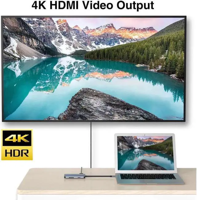 Alt view image 2 of 6 - WRIARICH USB C Multiport Adapter with 1000Mrj45 Gigabit Ethernet Port 4K HDMI Output 2 USB3.0 Ports USB C PD Charging Port Hub 5 in 1 Type C Network Adapter for MacBook Pro TypeC Windows Laptops