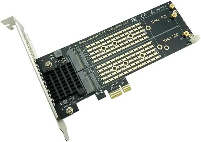 Alt view image 2 of 6 - Vszerda Add On Cards PCIe To M2 NVME Adapter Card PCIe X1 2Port NVME M Key SSD Converter M.2 PCI Express X1 Adapter Expansion Card Riser