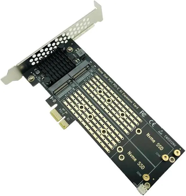 Alt view image 3 of 6 - Vszerda Add On Cards PCIe To M2 NVME Adapter Card PCIe X1 2Port NVME M Key SSD Converter M.2 PCI Express X1 Adapter Expansion Card Riser