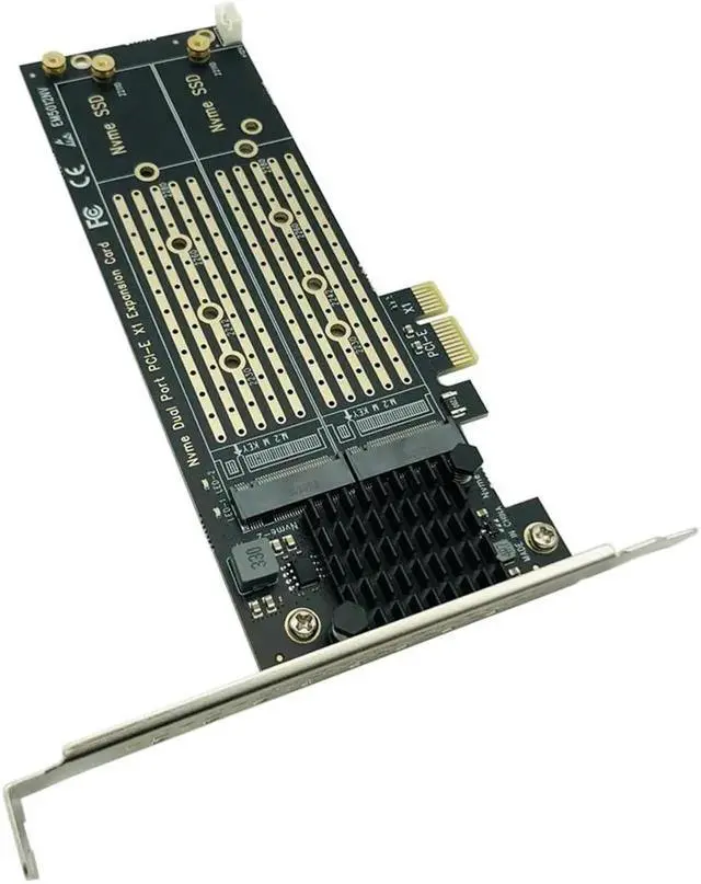 Alt view image 6 of 6 - Vszerda Add On Cards PCIe To M2 NVME Adapter Card PCIe X1 2Port NVME M Key SSD Converter M.2 PCI Express X1 Adapter Expansion Card Riser