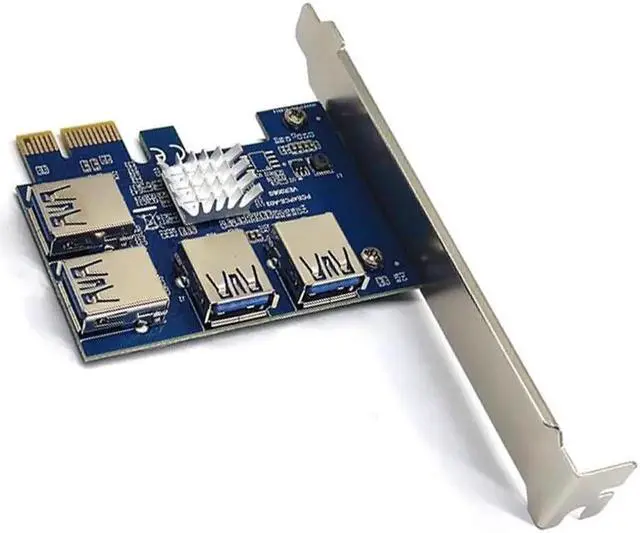 Alt view image 6 of 6 - Vszerda PCI-E 1 To 4 PCI Express 16X Slot Riser Card PCI-E 1X To External 4 PCI-e Slot Adapter PCIe Multiplier Card For BTC Miner Mining