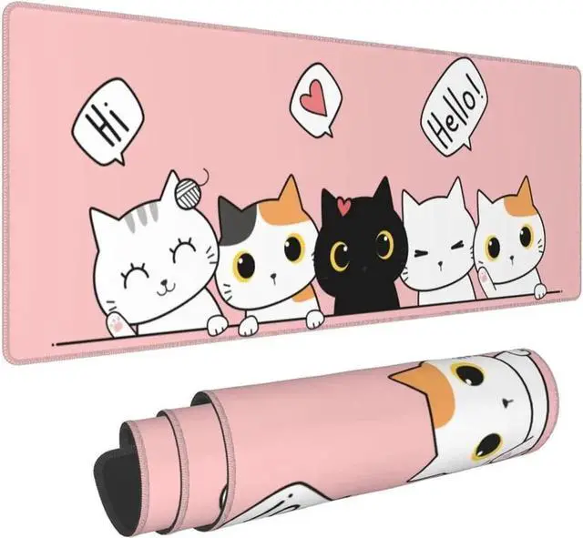 Main image of Vszerda Pink Cute Kittens Cat Gaming Mouse Pad Large XL Kawaii Desk Mat Long Extended Pads Big Mousepad for Home Office Decor Accessories