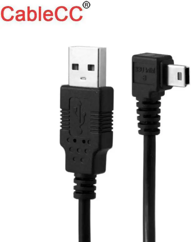 Alt view image 2 of 3 - Vszerda Mini USB B Type 5pin Male Right Angled 90 Degree to USB 2.0 Male Data Cable with Ferrite 3.0m