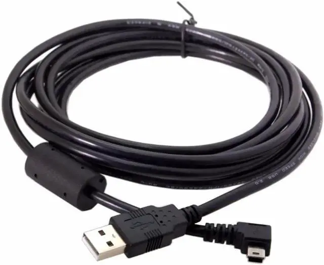 Main image of Vszerda Mini USB B Type 5pin Male Right Angled 90 Degree to USB 2.0 Male Data Cable with Ferrite 3.0m