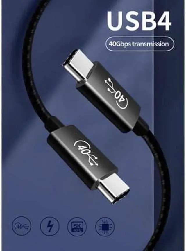 Alt view image 2 of 6 - Vszerda USB 4 Video Cable 5ft Dual 4K Video output 5K@60Hz PD 100W 20V/5A Fast Charge cable 40Gpbs Data Transfer Compatible Thunderbolt 4/3 USB C Cable with E-mark Support Macbook Laptop Monitor eGPU