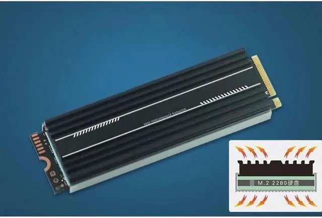 Alt view image 5 of 5 - Vszerda Heatsink Aluminum for M.2 Cooling Cooler Heat Sink Heat Thermal Pad for M.2 NVME PCIE 2280 SSD Hard Drive Disk Radiator (Black)