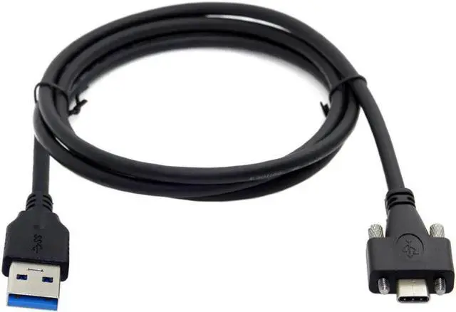 Alt view image 3 of 5 - Vszerda USB 3.1 Type-C Dual Screw Locking to Standard USB 3.0 Data Cable 1.2m Panel Mount Type