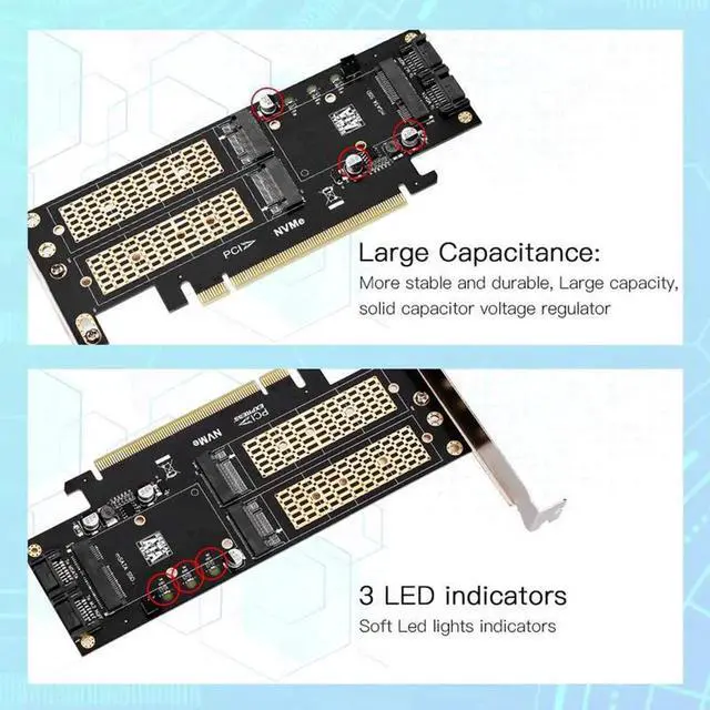 Alt view image 2 of 3 - Vszerda 3 in 1 NGFF and MSATA SSD Adapter Card,M.2 NVME to PCIE/M.2 SATA SSD to SATA III/MSATA to SATA Adapter for 2280/2260