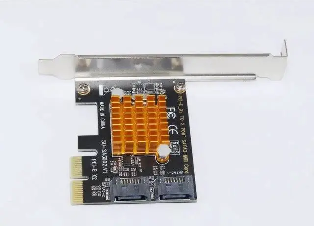 Alt view image 2 of 6 - Vszerda ASMedia1062 PCIe PCI Express to SATA 3.0 Card with Bracket 2 Port SATA III 6Gbps Adapter Big Heatsink for PC SSD HDD IPFS Mining