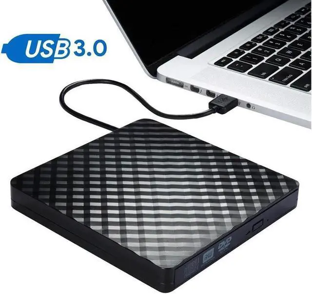 Main image of Vszerda USB 3.0 External CD DVD Drive, CD/DVD-RW Drive, CD-RW Rewriter Burner Super Drive for High Speed Data Transfer Laptop Notebook PC Desktop Support Windows/Vista/7/8, Mac - Black