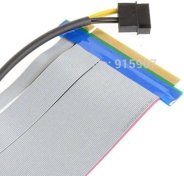 Alt view image 5 of 5 - Vszerda 20cm PCI-E Express 16X to 16x Riser Extender Card with Molex IDE Power & Ribbon Cable