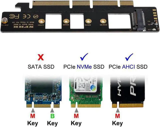 Main image of Vszerda M.2 M-key NVME AHCI NGFF SSD to PCI-E 3.0 16x 4x Adapter for 110mm 80mm SSD