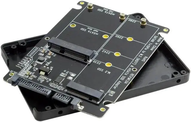 Main image of Vszerda 2 in 1 Combo M.2 NGFF B-Key & MSATA SSD to SATA 3.0 Adapter Converter Case Enclosure Support SATA Reversion 3.2