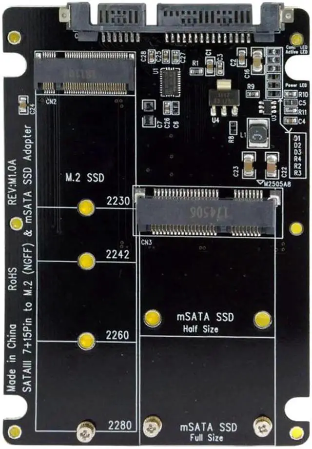 Alt view image 2 of 3 - Vszerda 2 in 1 Combo M.2 NGFF B-Key & MSATA SSD to SATA 3.0 Adapter Converter Case Enclosure Support SATA Reversion 3.2