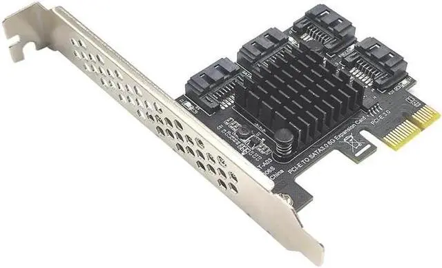 Alt view image 2 of 5 - Vszerda Chi a Mining PCIE SATA PCI-E Adapter 4 Port SATA3.0 6G to PCI Express x1 Controller Expansion Card SATA Add On Card ASM1064 Chip