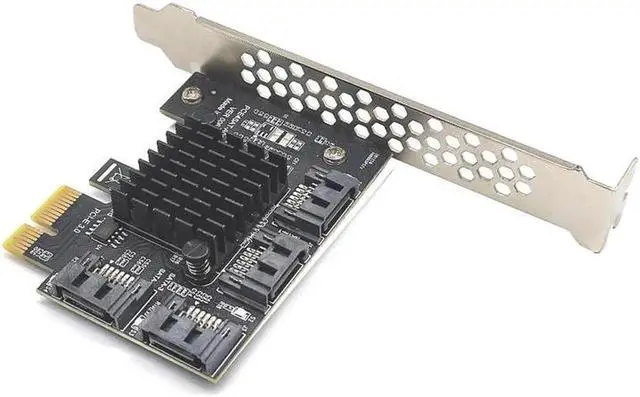 Alt view image 4 of 5 - Vszerda Chi a Mining PCIE SATA PCI-E Adapter 4 Port SATA3.0 6G to PCI Express x1 Controller Expansion Card SATA Add On Card ASM1064 Chip