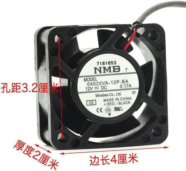 Alt view image 2 of 3 - Vszerda For NMB 04020va-12p-ba 12V 0.17a 4020 4cm industrial control machine cooling fan