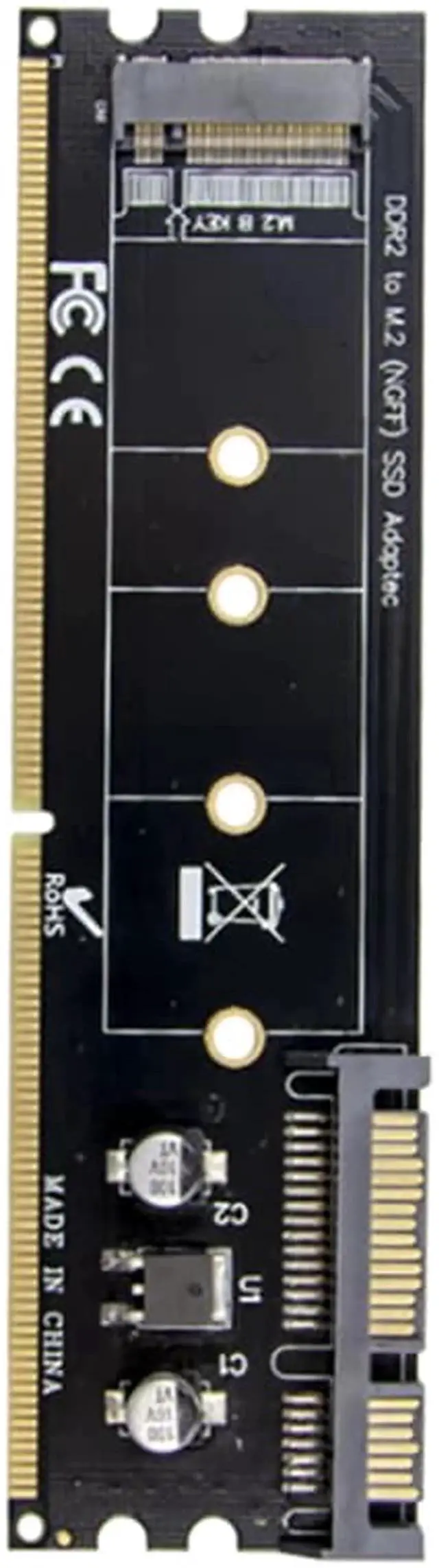 Alt view image 2 of 4 - Vszerda DDR2 Memory Slot M.2 SSD to SATA Expansion Board DDR2 to M.2 NGFF SSD Adapter for PC Laptop