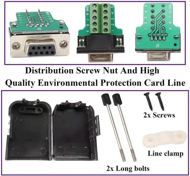 Alt view image 3 of 7 - Vszerda B9 Screw Terminal Block Adapter D-SUB 9-pin RS232 Female to 9 +1 Pin/Way Female Serial Terminal Breakout Board Connector Signal Module with case (2Pcak/Female)