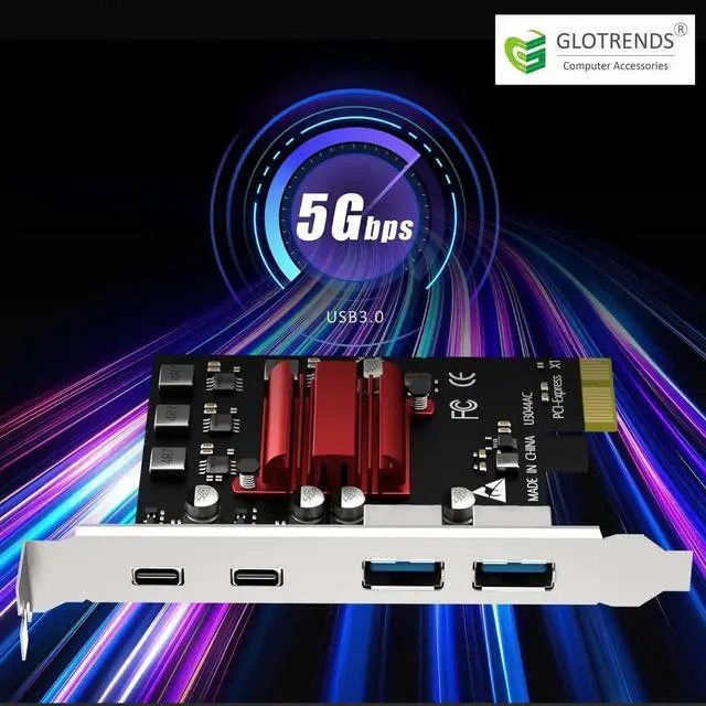 Alt view image 7 of 7 - Vszerda U3044AC 4-Port (2 x Type-C+ 2 x Type-A) USB 3.0 5Gbps PCIe Expansion Card for Intel, AMD, and ARM Platform, Compatible with Windows and Linux (Not Support Mac OS)