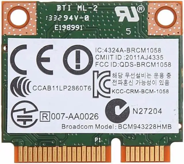 Alt view image 2 of 4 - Vszerda Dual Band 2.4+5G 300M 802.11a/b/g/n WiFi Bluetooth 4.0 Wireless Half Mini PCI-E Card For HP BCM943228HMB SPS 718451-001