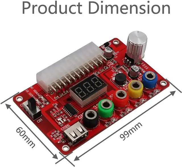Main image of Vszerda JMT 24 Pins ATX Power Supply Breakout Board and Acrylic Case Kit Module Adapter PC Power Connector Support 3.3V/5V/12V 1.8V-10.8V(ADJ) (1pcs)