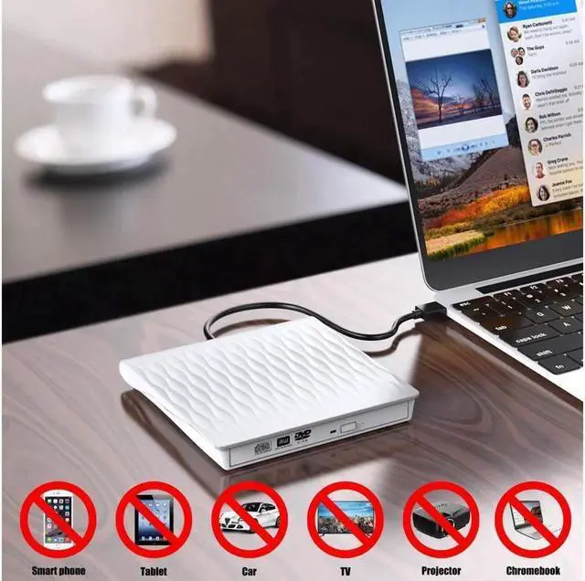 Alt view image 3 of 7 - Vszerda External DVD CD Drive USB3.0&USB C Super Drive External DVD CD+/-RW Burner Writer Optical Drive Compatible for with Mac/MacBook Pro/Air/iMac/Laptop/Desktop PC/Windows -White