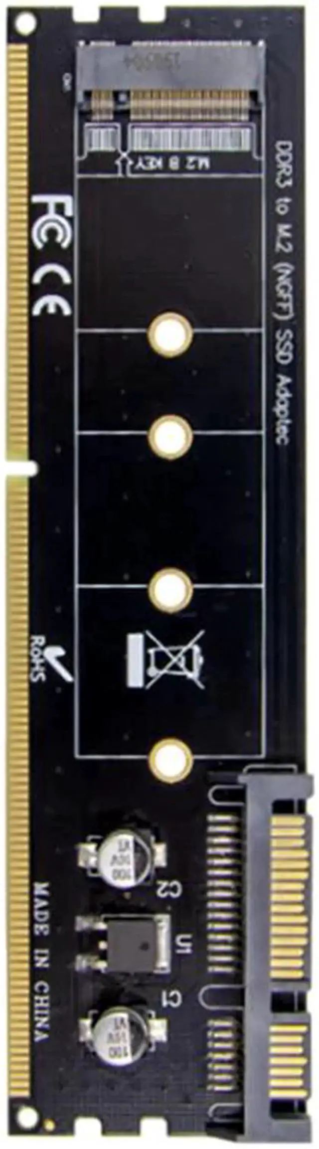 Alt view image 2 of 5 - Vszerda DDR3 Memory Slot M.2 SSD to SATA Expansion Board DDR3 to M.2 NGFF SSD Adapter for Laptop PC