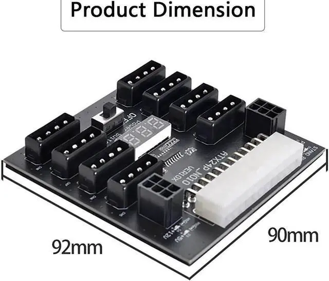 Alt view image 2 of 3 - Vszerda ATX Server PSU Power Board 24Pin to IDE 8x 4Pin +2x 6Pin Power Supply Board for CHIA ETH BTC Mining Miner