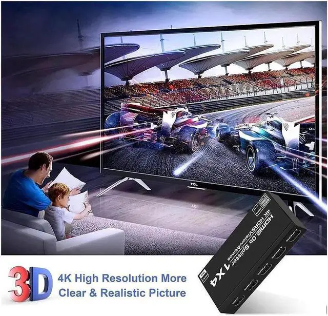 Alt view image 6 of 7 - Vszerda 4K 1 in 4 Out HDMI Splitter - Ultra HD 4K @ 60 Hz 1x4 HDCP2.2 Power HDMI Supports 3D HDCP2.2 HDR10 4K@60Hz RGB 8:8:8, EDID for Xbox PS4 PS3 Fire Stick Blu Ray Apple TV HDTV - Adapter