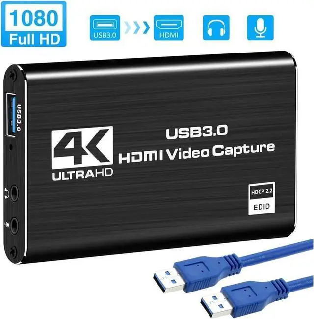 Main image of Vszerda Capture Card, 4K Video Capture Card USB 3.0 1080P 60fps HDMI Audio Video Capture Device Portable Video Converter Game Capture Adapter for Gaming Streaming Live Broadcasting Teaching