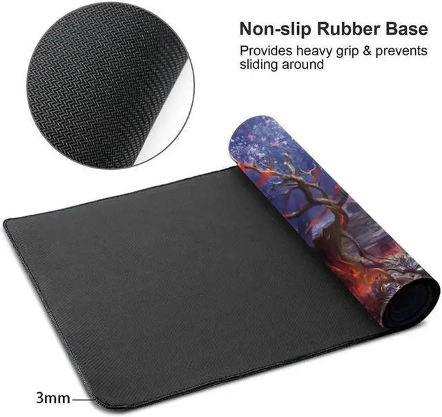 Alt view image 3 of 6 - Vszerda Cherry Blossom Anime Gaming Mouse Pad Extended Large Square Long Full Desk Computer Keyboard Mat for Retouching Desktop Pad Thick XXL Painting with Design Non-Slip Rubber Base Waterproof 80X30