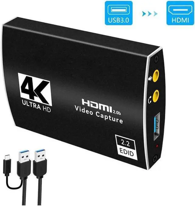 Main image of Vszerda Portable 4K@60Hz 1080P 60fps HDMI-compatible to USB3.0/Type-C HD Video Capture Card with Mic & 3.5mm Audio Durable Audio Converter Live Recording Box