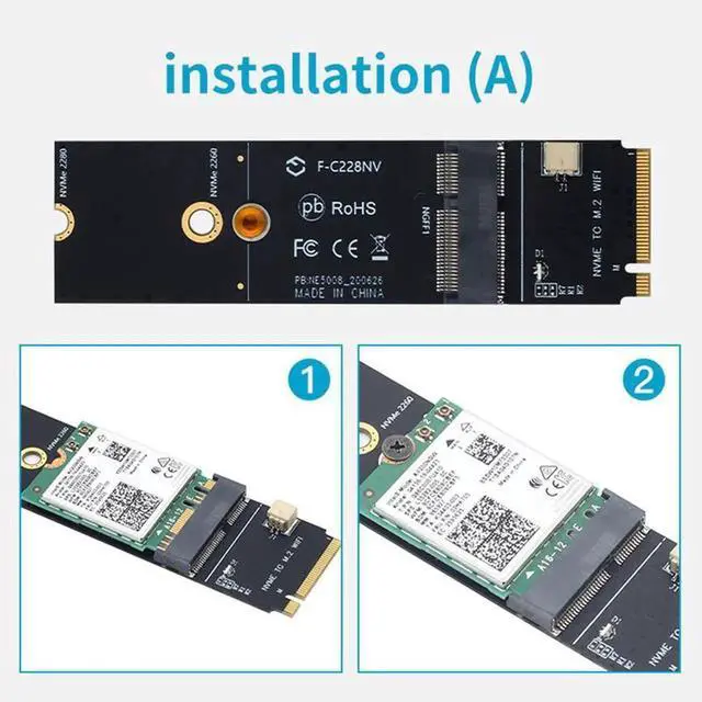 Alt view image 2 of 4 - Vszerda Wireless M.2 A+E Key Slot to M.2 M Key Wifi Bluetooth Adapter for AX200 9260 Bcm94352Z Card NVMe PCI Express SSD Port