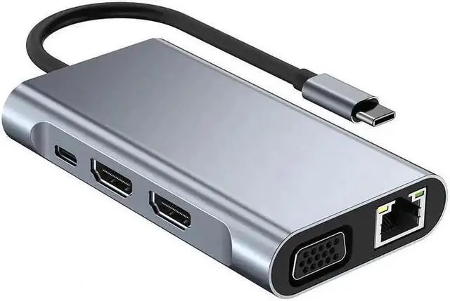 Alt view image 5 of 6 - Vszerda 8in1 USB C To Lightning Cable Hub 5Gpbs High Speed 1000Mbps Ethernet Usb C Hub Dual HDTV 4K Adapter Splitter for Laptop