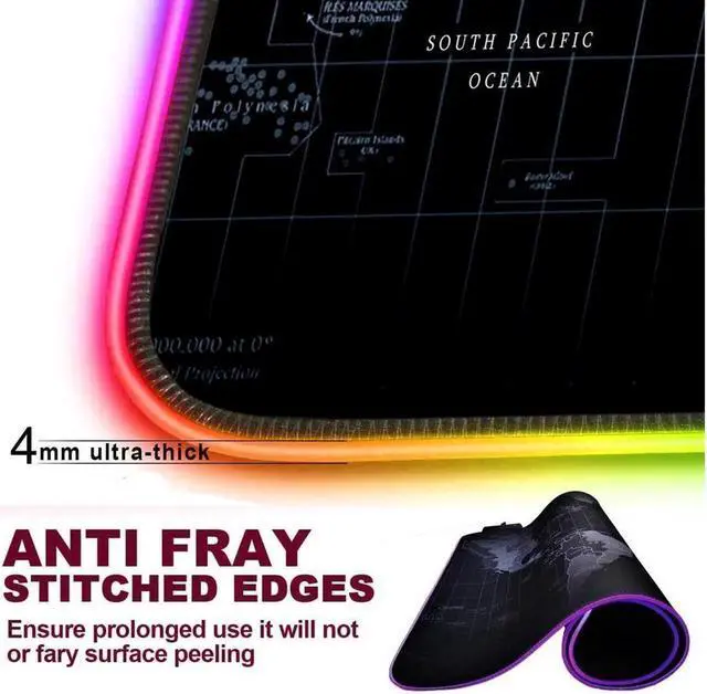 Alt view image 5 of 7 - Vszerda Extended RGB Gaming Mouse Pad Extra Large Gaming Mouse Mat for Gamer Waterproof Office DEST Mat with 10 Lighting Mode for PC Computer RGB Keyboard Mouse - 31.5Inch x 15Inch x 4mm(Map)