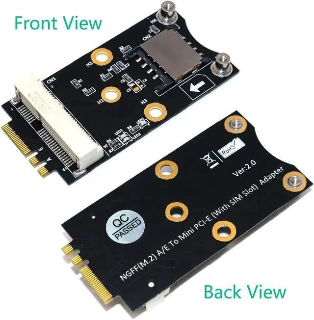 Alt view image 2 of 3 - Vszerda M.2 Wifi Adapter Mini PCIE Wireless Network Card to M2 NGFF Key A+E Wifi Card Raiser with SIM Card Slot for WiFi/WWAN/LTE Module