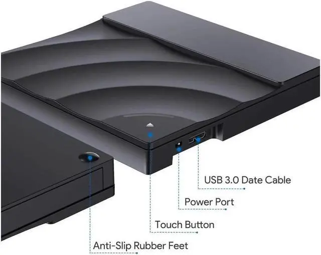 Alt view image 4 of 7 - Vszerda External CD Drive USB 3.0/Type-C Portable CD/DVD+/-RW Burner Player Writer with Touch Sensitive Button Compatible with Windows XP/7/8/10, MacOS, Linux for MacBook, Laptop, Desktop