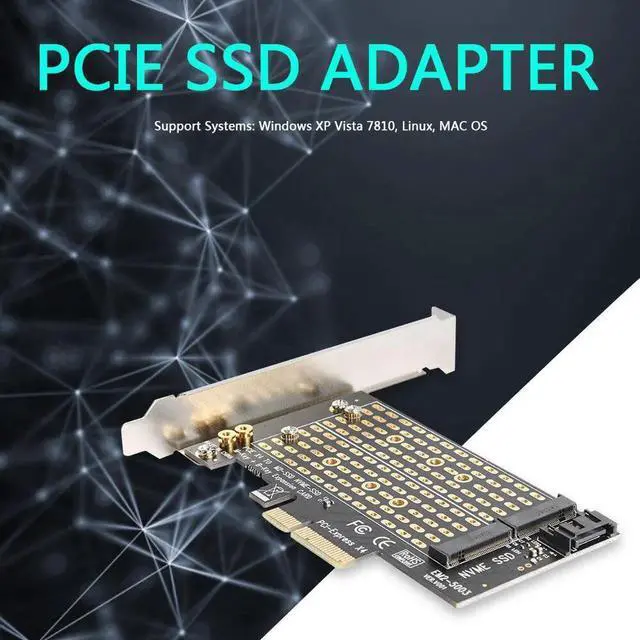 Alt view image 4 of 5 - Vszerda M.2 NVME to PCIE Adapter M+B Key NGFF SSD to PCI-E 3.0 X4 SATA for Expansion Card Household Computer Accessories B