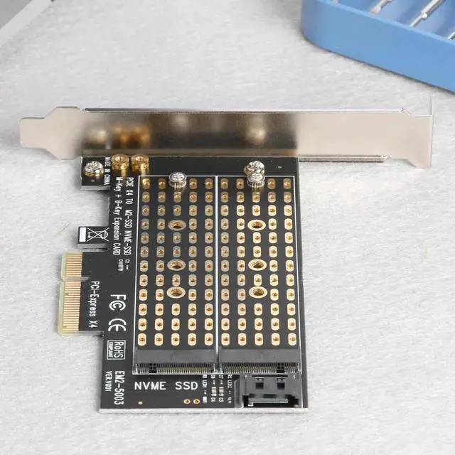 Alt view image 5 of 5 - Vszerda M.2 NVME to PCIE Adapter M+B Key NGFF SSD to PCI-E 3.0 X4 SATA for Expansion Card Household Computer Accessories B