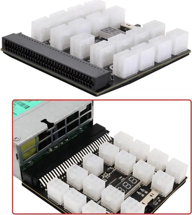 Alt view image 2 of 3 - Vszerda Server PSU Power Supply 1200W Breakout Board Adapter with 17 Ports ATX 6 Pin for DPS-800GB 1200FB 1200QB