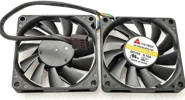 Alt view image 4 of 4 - Vszerda 2pcs/set 7010 7CM Cooling Fan 4-Wire Thin Ball FD127010LB 12V 0.15A Dual Fans