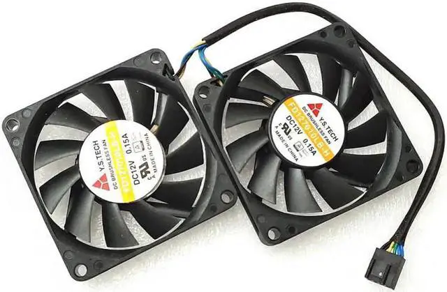 Alt view image 2 of 4 - Vszerda 2pcs/set 7010 7CM Cooling Fan 4-Wire Thin Ball FD127010LB 12V 0.15A Dual Fans