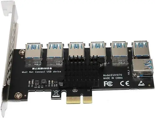Alt view image 2 of 6 - Vszerda Gold PCI Express Multiplier Riser PCIE 1 to 7 PCI Express X16 USB Miner Adapter Extender PCI-e Riser For PC Graphics Card Mining